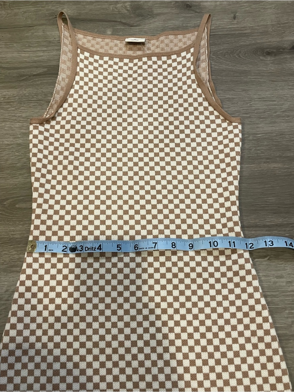 NWT Abercrombie & Fitch Beige and Cream Checkered Mini Dress - Picture 5 of 6